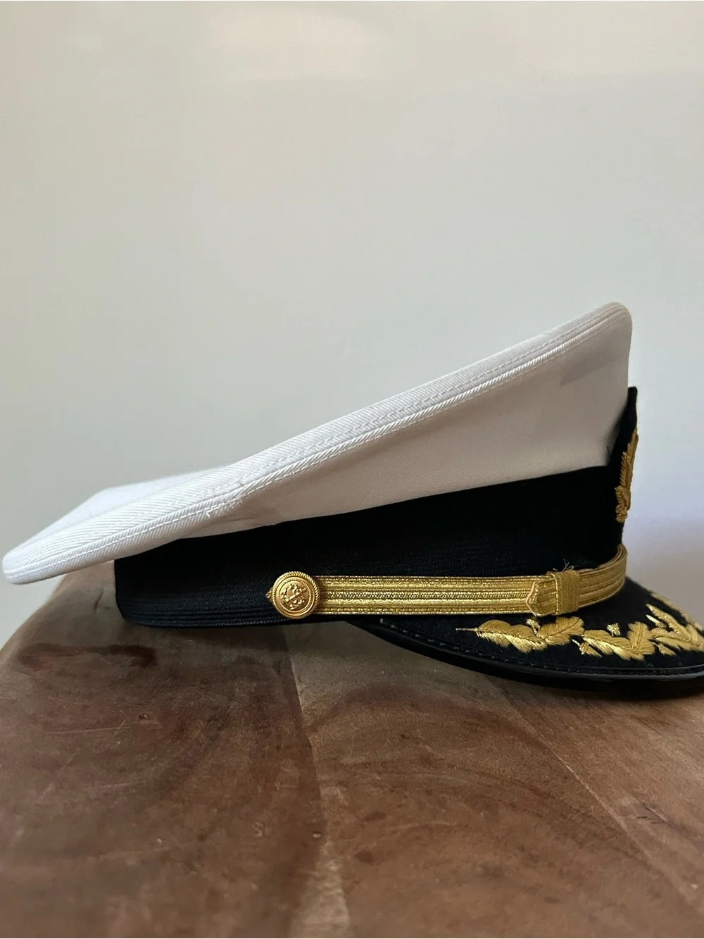 Official Bernard Snap Cap Officer’s Hat Visor White Gold Black Navy Captain